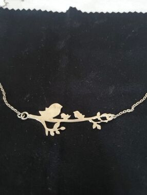 925 Silver Bird Family Pendant Necklace - Elegant Bird on Branch